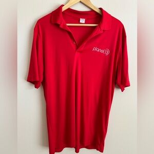 “Planet 13” Red Men's Performance Polo Shirt- Large